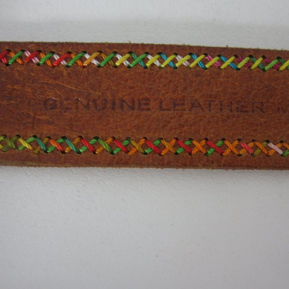 New Unbranded Womens Medium Brown Leather Embroiderd Belt 32\